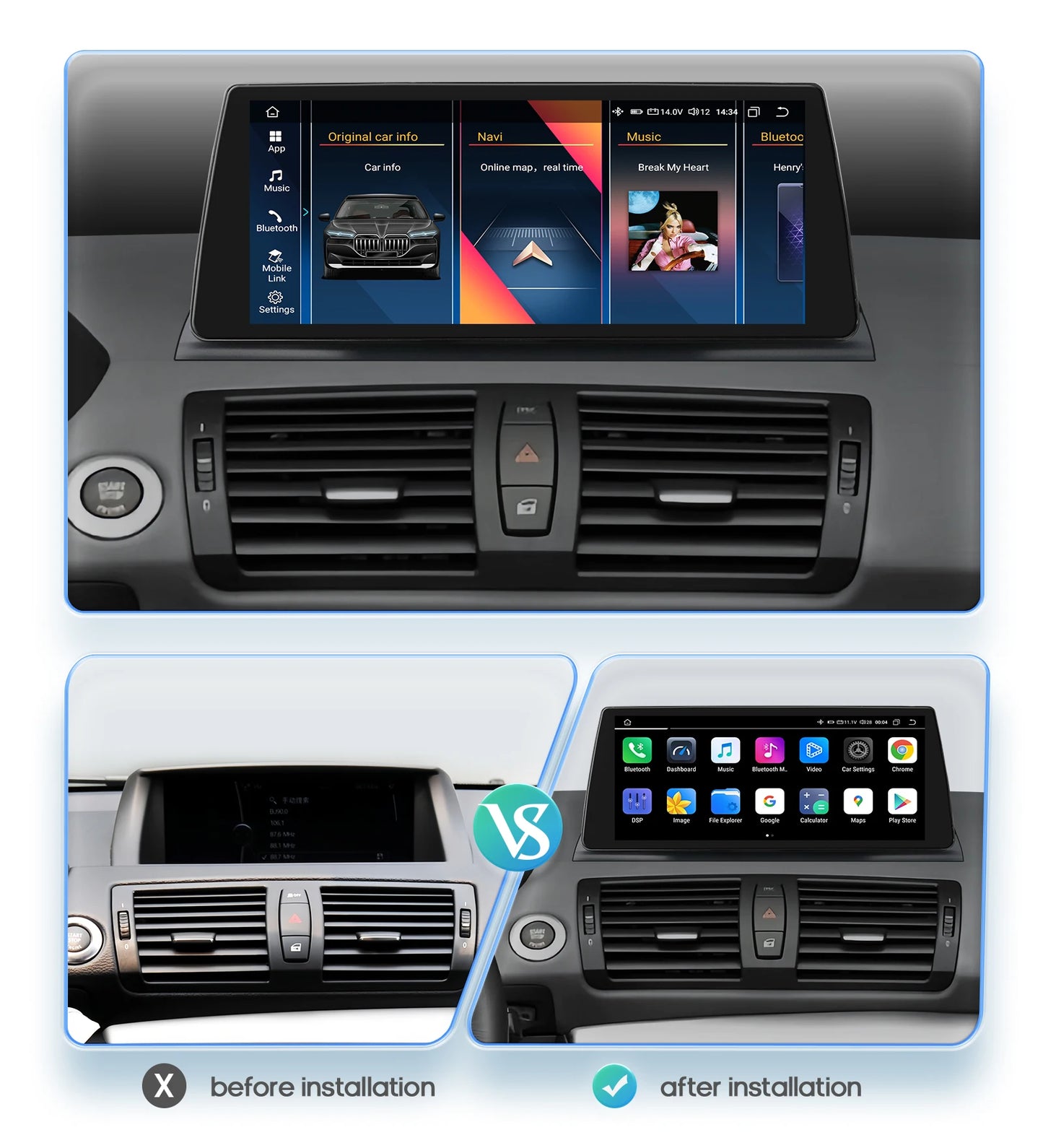 10.25"Android 12 For BMW 1 Series E81 E82 E87 E88 CCC CIC Autoradio multimedia player 2din DSP Carplay 7862 Head Unit 4G Screen