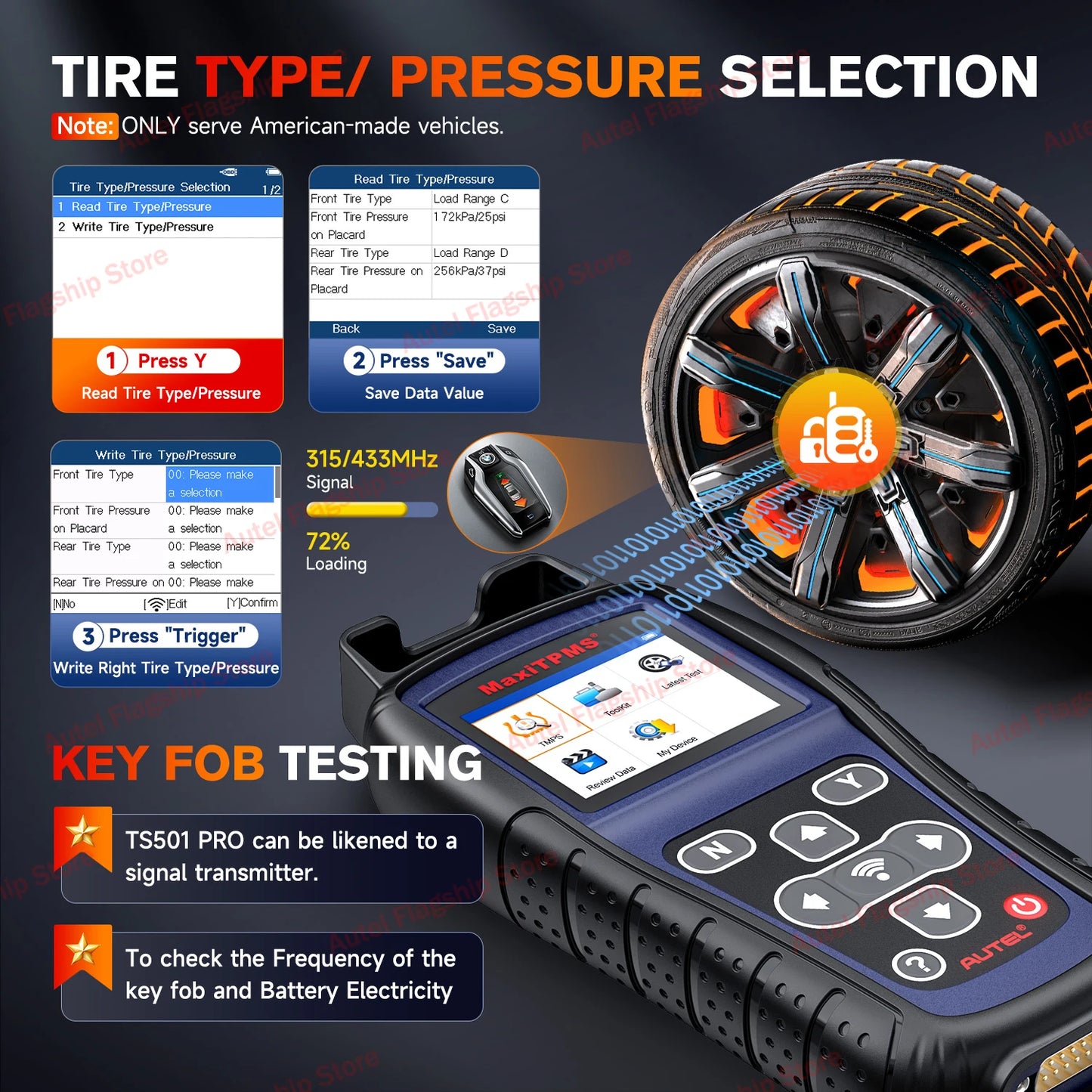 Autel MaxiTPMS TS501 PRO TPMS Programming Tool Activate/Relearn TPMS Sensor Tire Pressure Monitor Tester Tire Repair Tools