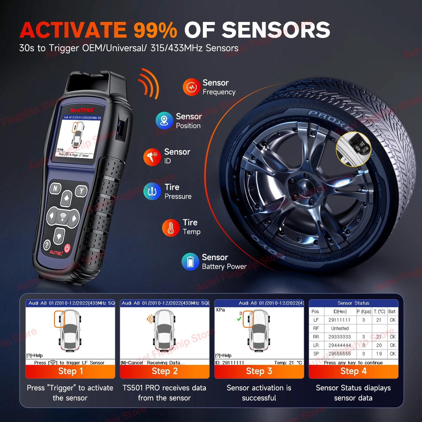 Autel MaxiTPMS TS501 PRO TPMS Programming Tool Activate/Relearn TPMS Sensor Tire Pressure Monitor Tester Tire Repair Tools
