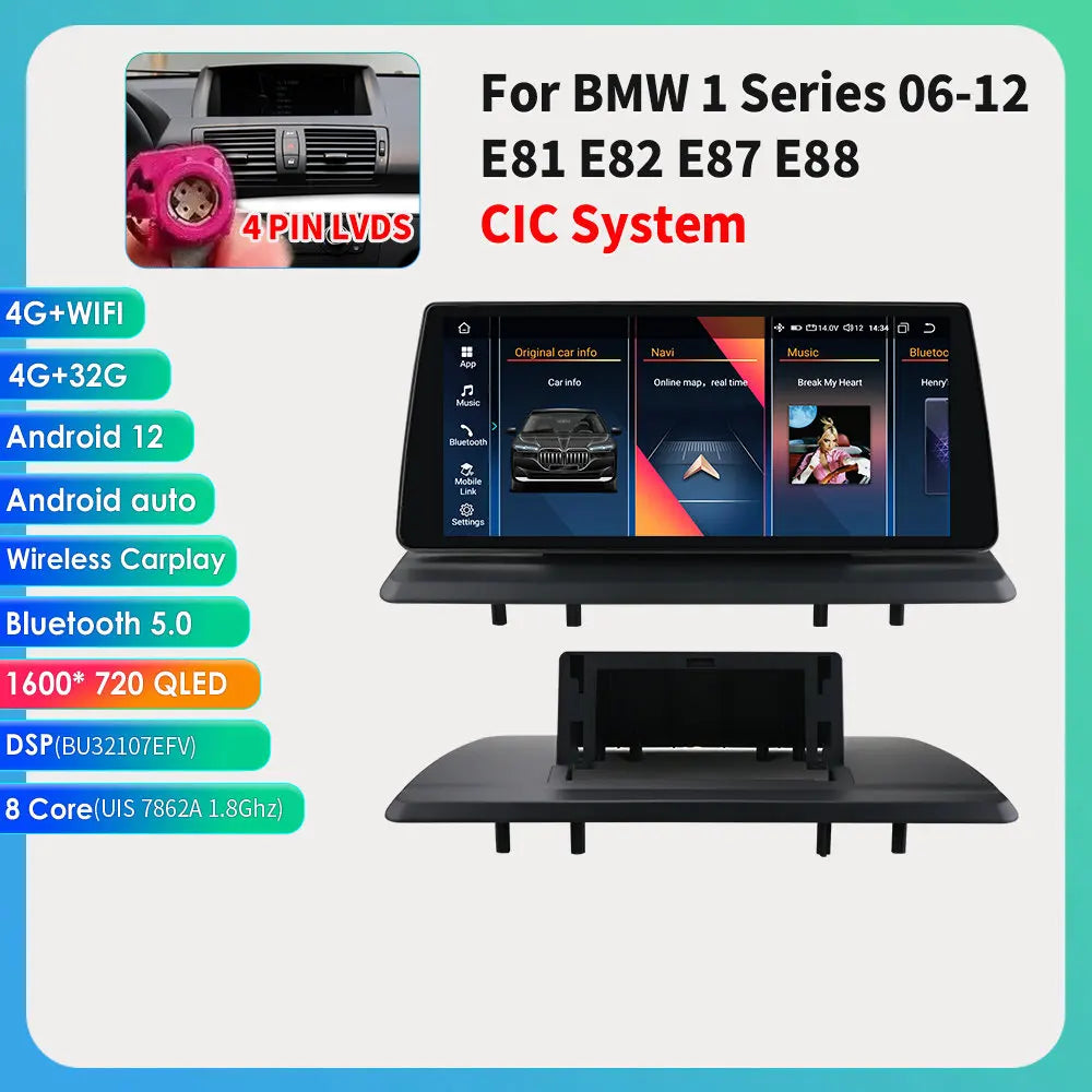 10.25"Android 12 For BMW 1 Series E81 E82 E87 E88 CCC CIC Autoradio multimedia player 2din DSP Carplay 7862 Head Unit 4G Screen