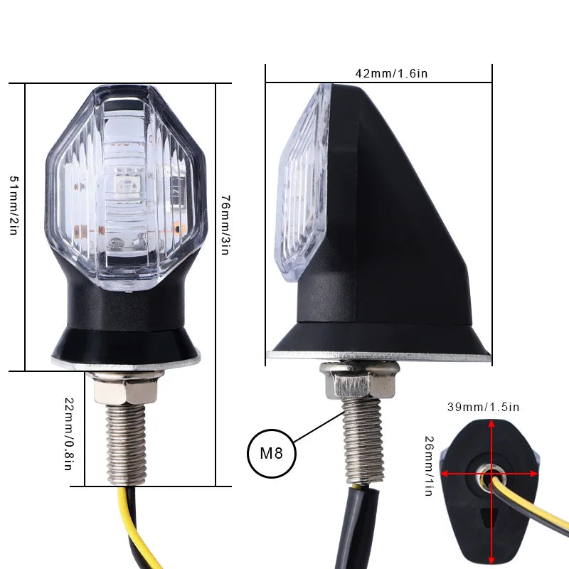 8mm Universal Mini Motorcycle LED Turn Signal Indicator flasher Amber Light Blinker clignotant moto for Honda Suzuki Yamaha 12V