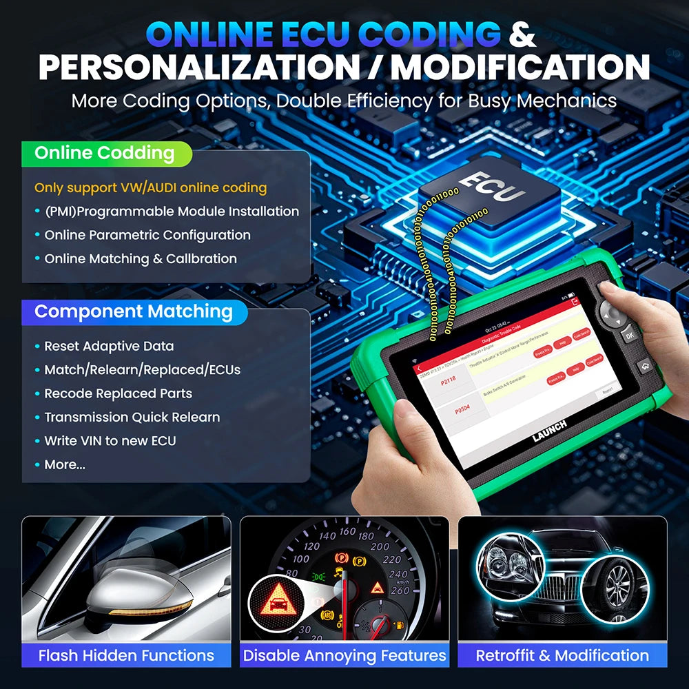 LAUNCH CRP919 EV Electric Vehicle Scanner New Energy Vehicles OBD2 Diagnostic Tool 43 Resets CAN FD Doip Full Systems Auto Scan