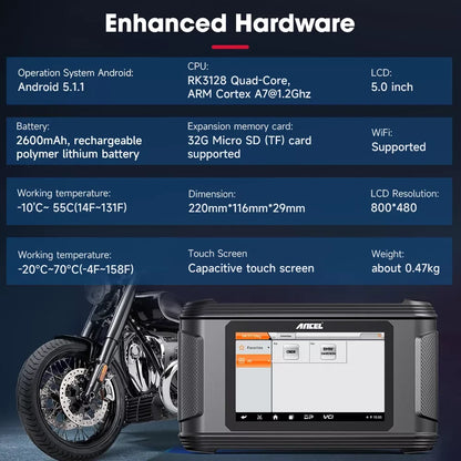 ANCEL MT510 Fit for BMW Motorcycle Diagnostic Tool Full System Motorbike OBD2 Scanner Code Reader ABS Bleed Oil TPS ECU Reset